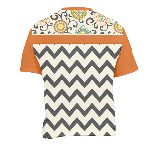 Swirls, Floral & Chevron Men's Crew Neck T Shirt Medium - Back