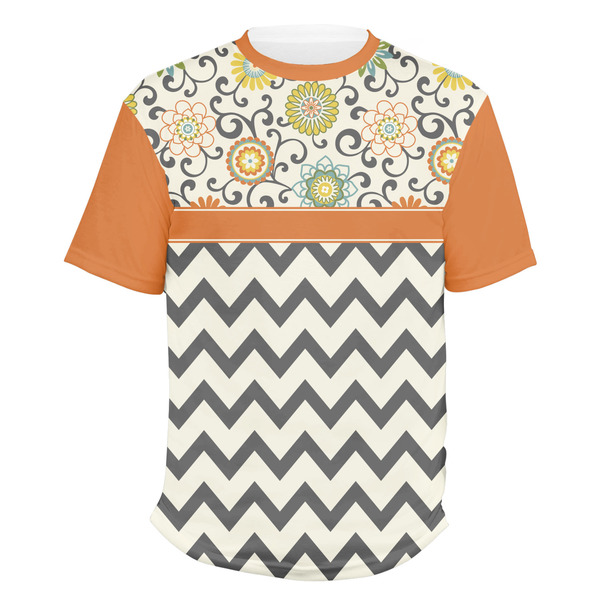 Custom Swirls, Floral & Chevron Men's Crew T-Shirt - Large