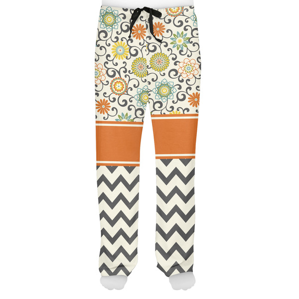 Swirls, Floral & Chevron Men's Pjs Front - on model