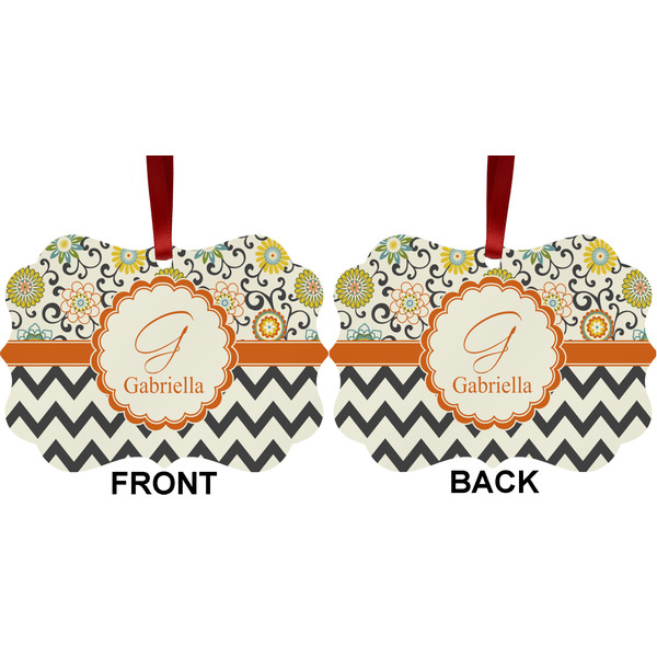 Swirls, Floral & Chevron Metal Benilux Ornament - Front and Back (APPROVAL)