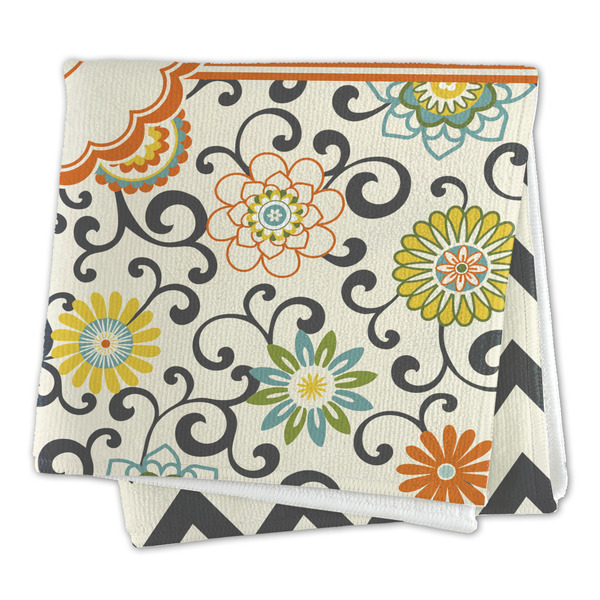 Swirls, Floral & Chevron Microfiber Dish Rag - FOLDED (square)