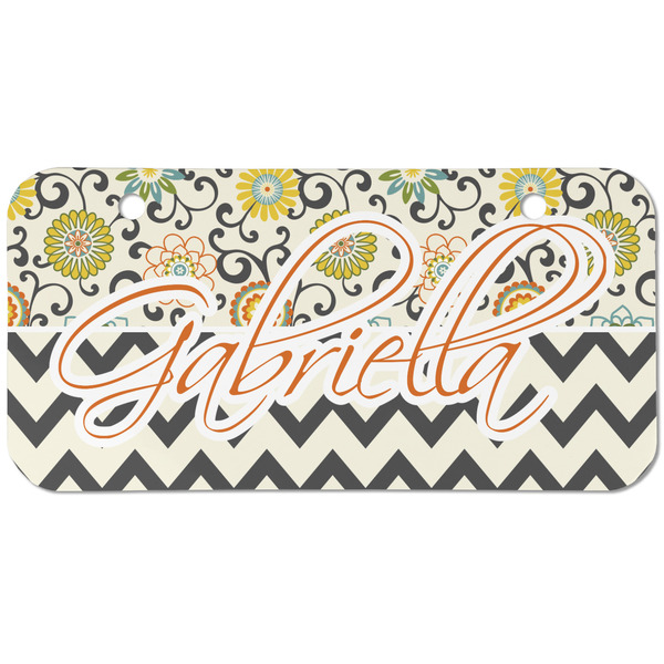 Custom Swirls, Floral & Chevron Mini/Bicycle License Plate (2 Holes) (Personalized)