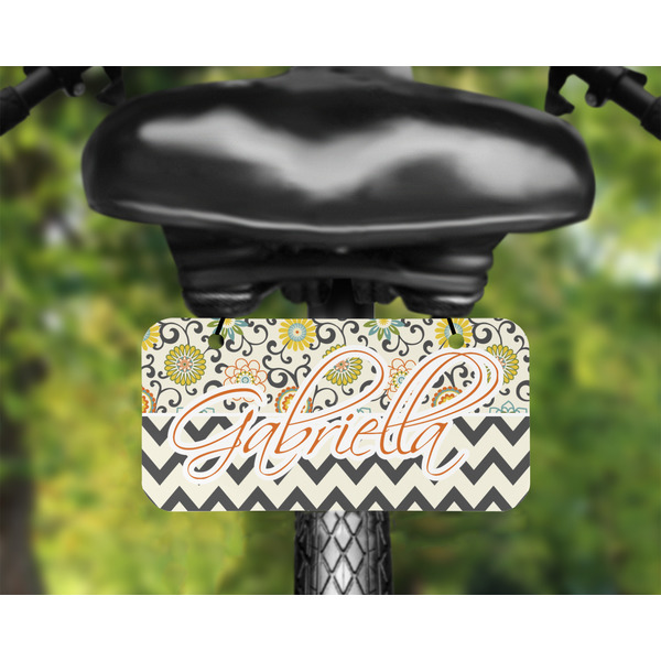 Swirls, Floral & Chevron Mini License Plate on Bicycle - LIFESTYLE Two holes