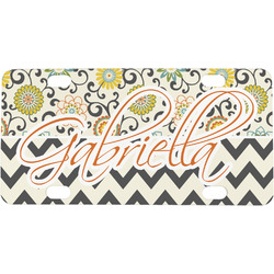 Swirls, Floral & Chevron Mini / Bicycle License Plate (4 Holes) (Personalized)