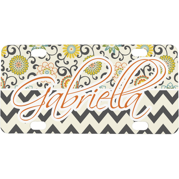 Custom Swirls, Floral & Chevron Mini / Bicycle License Plate (4 Holes) (Personalized)