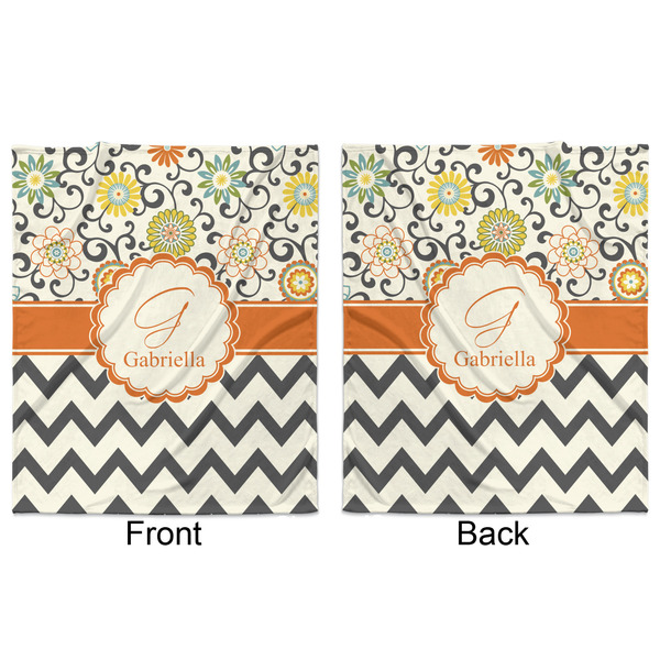 Swirls, Floral & Chevron Minky Blanket - 50"x60" - Double Sided - Front & Back