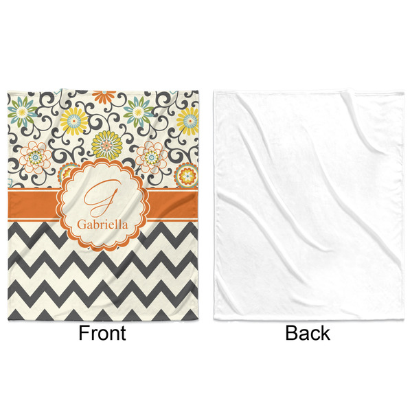 Swirls, Floral & Chevron Minky Blanket - 50"x60" - Single Sided - Front & Back