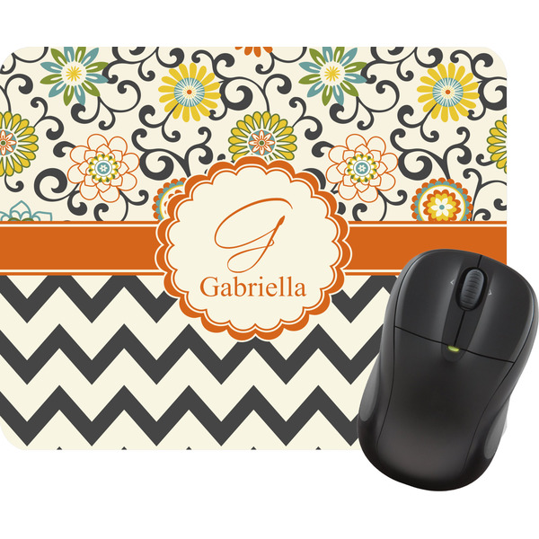 Custom Swirls, Floral & Chevron Rectangular Mouse Pad (Personalized)
