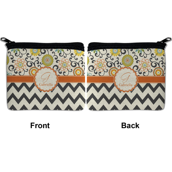 Swirls, Floral & Chevron Neoprene Coin Purse - Front & Back (APPROVAL)
