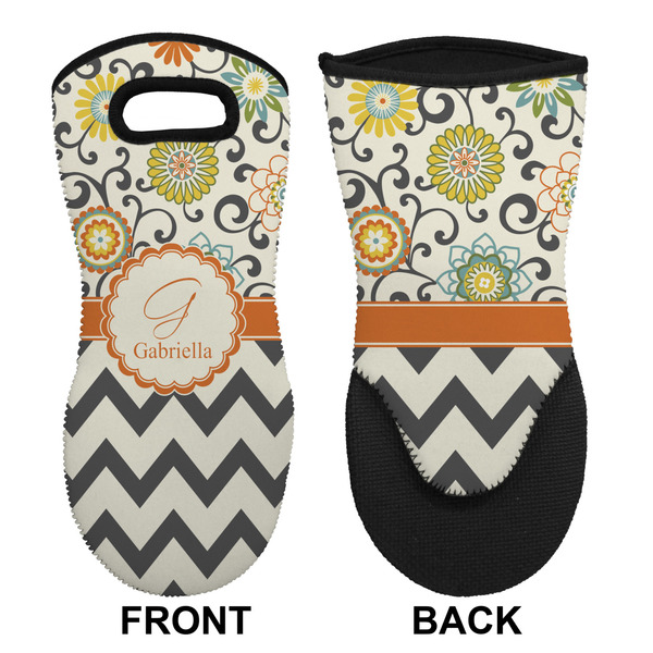 Swirls, Floral & Chevron Neoprene Oven Mitt (Front & Back)