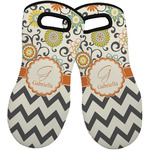 Swirls, Floral & Chevron Neoprene Oven Mitts - Set of 2 w/ Name and Initial