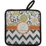 Swirls, Floral & Chevron Pot Holder w/ Name and Initial