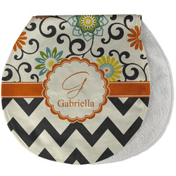 Swirls, Floral & Chevron Burp Pad - Velour w/ Name and Initial