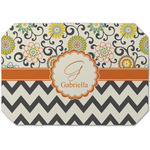 Swirls, Floral & Chevron Dining Table Mat - Octagon (Single-Sided) w/ Name and Initial