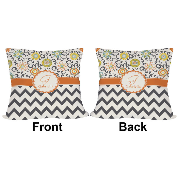 Swirls, Floral & Chevron Outdoor Pillow - 16x16