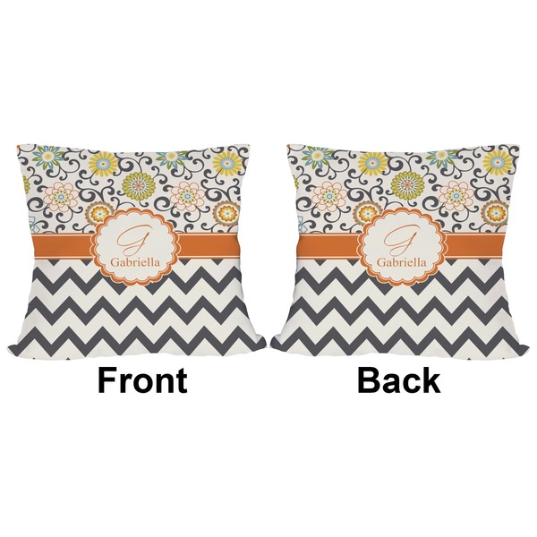 Swirls, Floral & Chevron Outdoor Pillow - 18x18