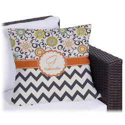 Swirls, Floral & Chevron Outdoor Pillow - 16" (Personalized)