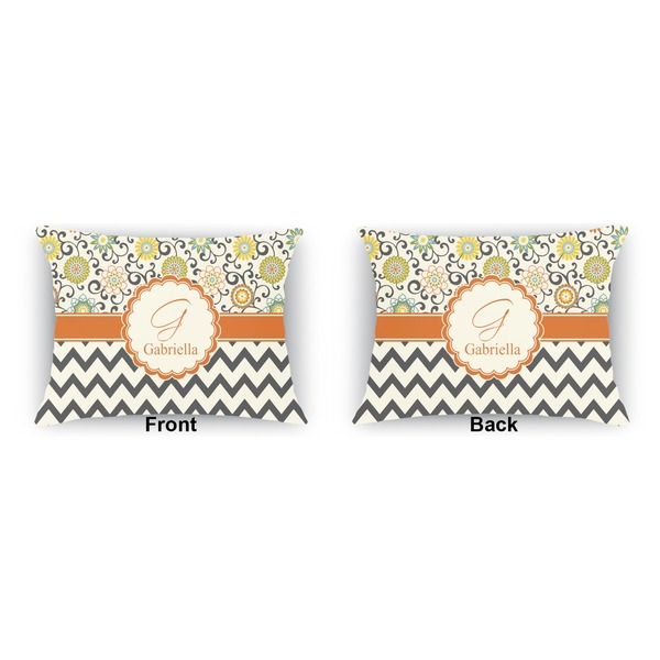 Swirls, Floral & Chevron  Outdoor Rectangular Throw Pillow (Front and Back)