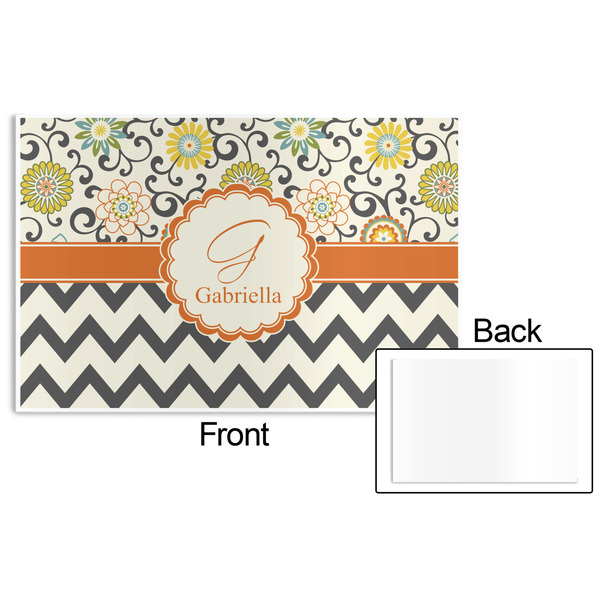 Swirls, Floral & Chevron Disposable Paper Placemat - Front & Back