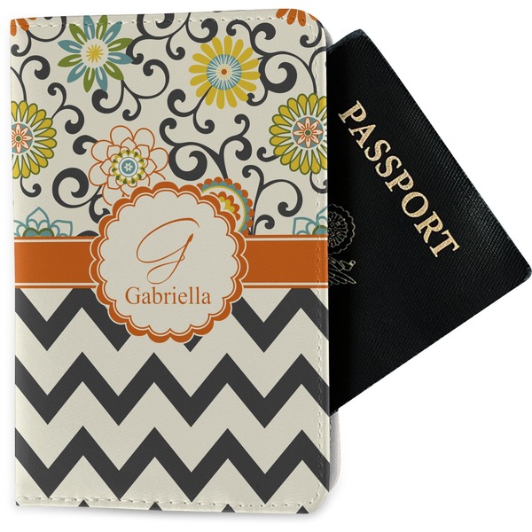 Custom Swirls, Floral & Chevron Passport Holder - Fabric (Personalized)
