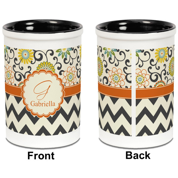 Swirls, Floral & Chevron Pencil Holder - Black - approval