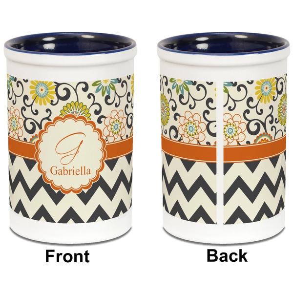 Swirls, Floral & Chevron Pencil Holder - Blue - approval