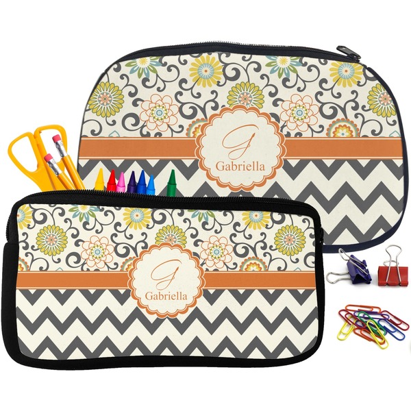 Swirls, Floral & Chevron Pencil / School Supplies Bags Small and Medium