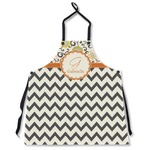 Swirls, Floral & Chevron Apron Without Pockets w/ Name and Initial