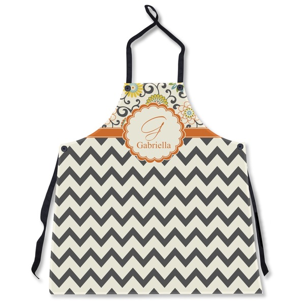 Swirls, Floral & Chevron Personalized Apron
