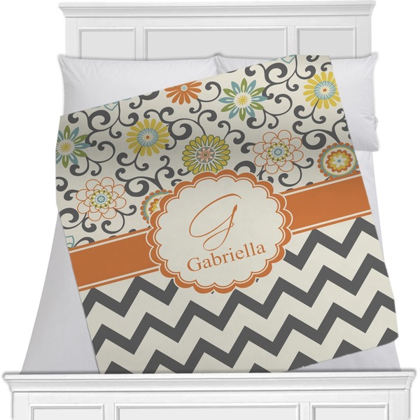 Custom Swirls, Floral & Chevron Minky Blanket (Personalized)