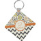 Swirls, Floral & Chevron Diamond Plastic Keychain w/ Name and Initial