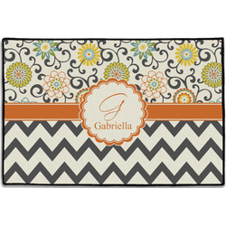 Swirls, Floral & Chevron Door Mat - 36"x24" (Personalized)