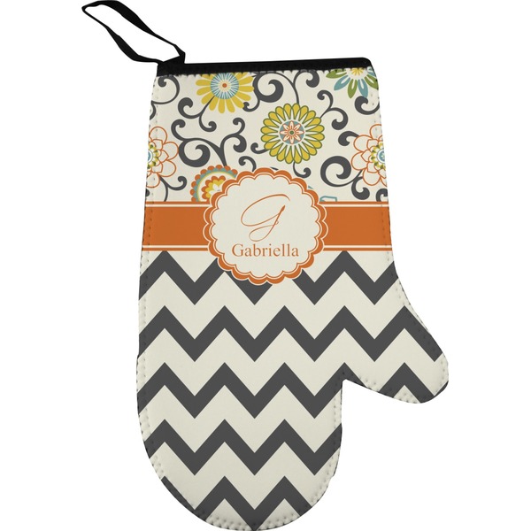Swirls, Floral & Chevron Personalized Oven Mitt