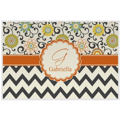 Swirls, Floral & Chevron Laminated Placemat w/ Name and Initial