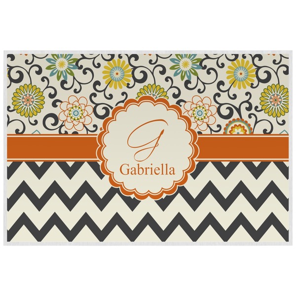 Custom Swirls, Floral & Chevron Laminated Placemat w/ Name and Initial