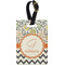 Swirls, Floral & Chevron Plastic Luggage Tag - Rectangular w/ Name and Initial