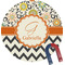 Swirls, Floral & Chevron Round Fridge Magnet (Personalized)