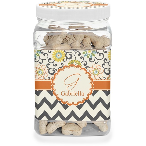 Custom Swirls, Floral & Chevron Dog Treat Jar (Personalized)