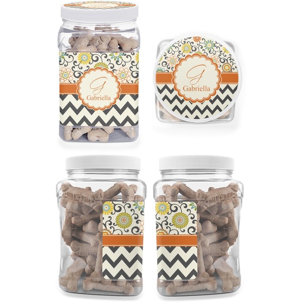 Swirls, Floral & Chevron Pet Treat Jar - Multiple Angles