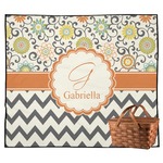 Swirls, Floral & Chevron Outdoor Picnic Blanket (Personalized)