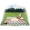 Swirls, Floral & Chevron Picnic Blanket - with Basket Hat and Book - in Use