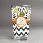 Swirls, Floral & Chevron Pint Glass - Full Print (Personalized)