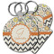 Swirls, Floral & Chevron Plastic Keychain (Personalized)
