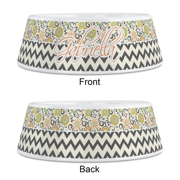 Swirls, Floral & Chevron Plastic Pet Bowls - Medium - APPROVAL