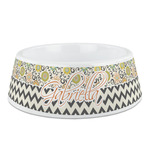 Swirls, Floral & Chevron Plastic Dog Bowl (Personalized)