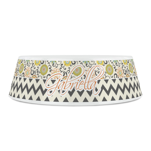 Swirls, Floral & Chevron Plastic Pet Bowls - Small - FRONT