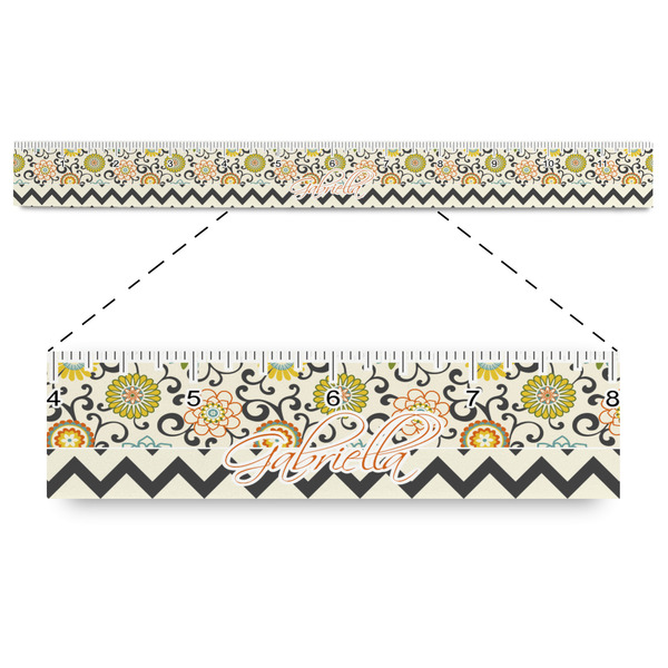 Custom Swirls, Floral & Chevron Plastic Ruler - 12" (Personalized)