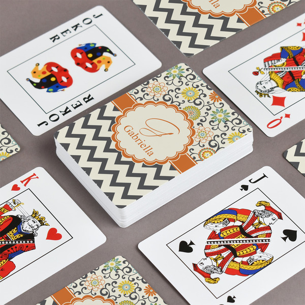 Swirls, Floral & Chevron Playing Cards - Front & Back View
