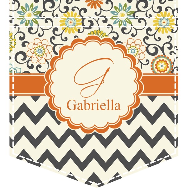 Custom Swirls, Floral & Chevron Iron On Faux Pocket (Personalized)