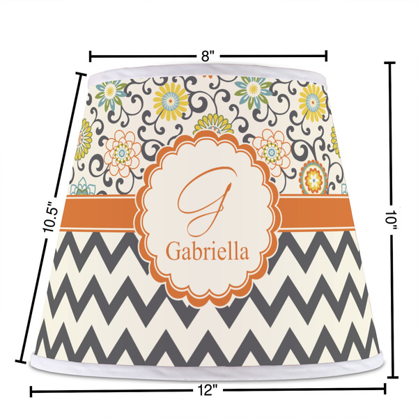Swirls, Floral & Chevron Poly Film Empire Lampshade - Dimensions